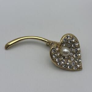 Napier, Calla Lilly /Flower Brooch Gold Tone Clear Rhinestones Vintage Signed